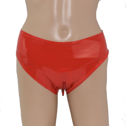 Latex Damen Slip Zwei-Wege-Reißverschluss