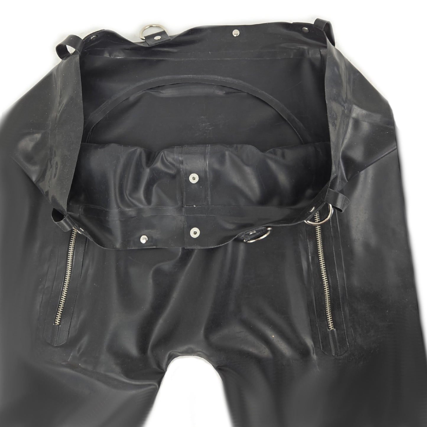 Latex Shorts vorne und hinten Doppel-Reißverschluss und Ouverts