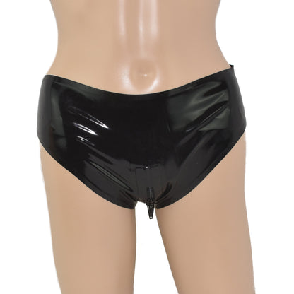 Latex Damen Slip Zwei-Wege-Reißverschluss