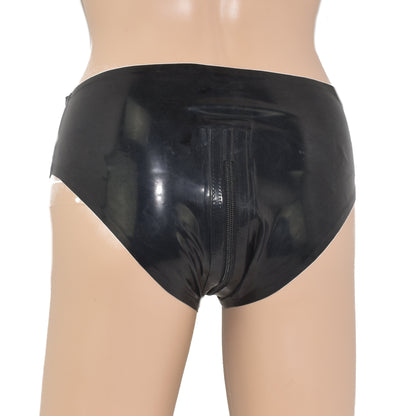 Latex Damen Slip Zwei-Wege-Reißverschluss