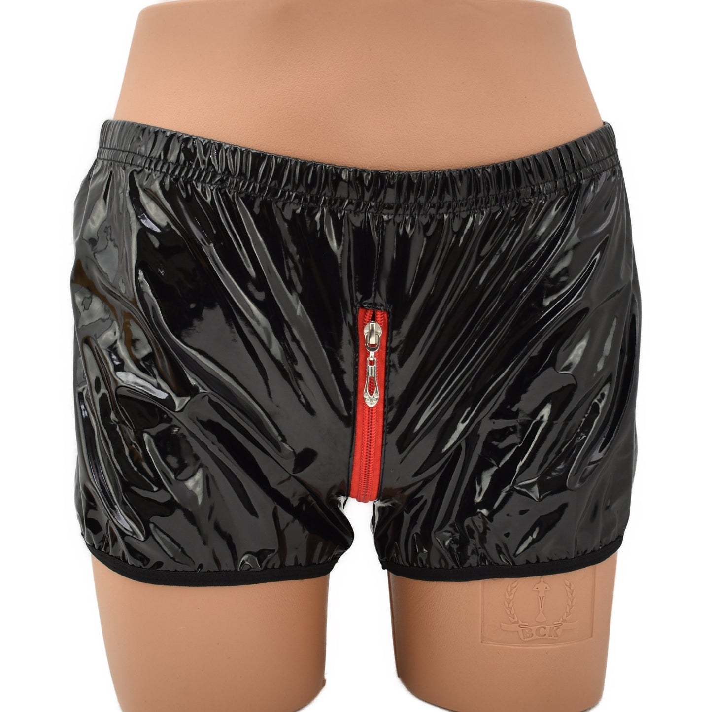 Herren Leder Shorts mit durchgehendem Reißverschluss