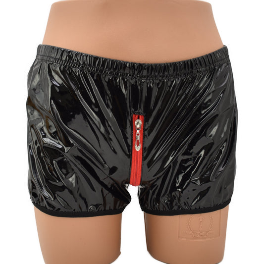 Herren Leder Shorts mit durchgehendem Reißverschluss