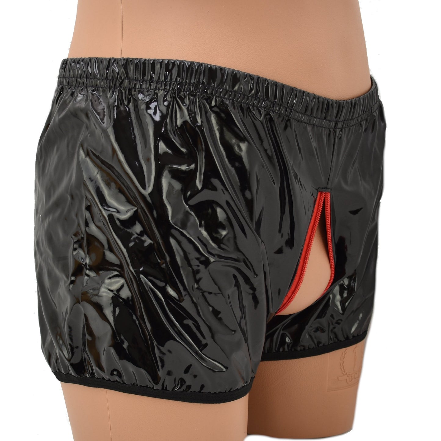 Herren Leder Shorts mit durchgehendem Reißverschluss