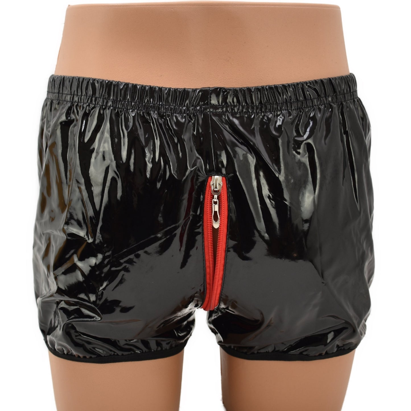 Herren Leder Shorts mit durchgehendem Reißverschluss