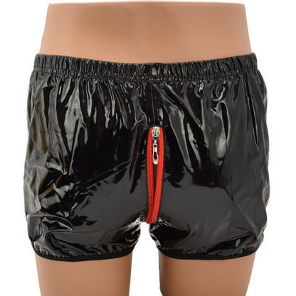Herren Leder Shorts mit durchgehendem Reißverschluss