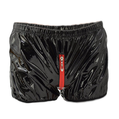 Herren Leder Shorts mit durchgehendem Reißverschluss