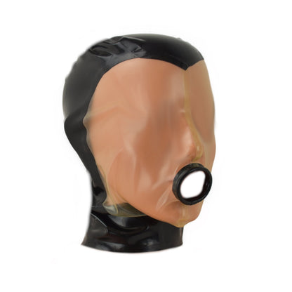 Latex Maske Transparent/Schwarz Mund offen - 0,3 mm Latex