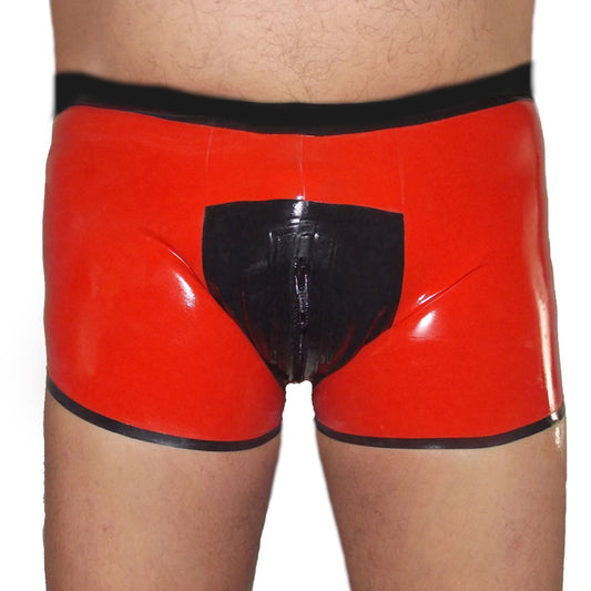 Latex Shorts - Rot mit schwarzem Rand