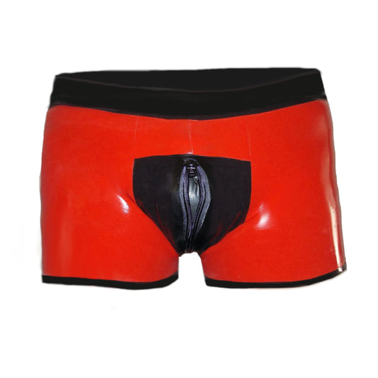 Latex Shorts - Rot mit schwarzem Rand