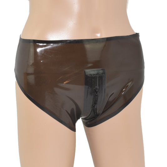 Latex Damen Slip Zwei-Wege-Reißverschluss