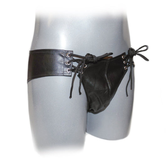 Male leather slip with lacing