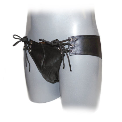 Male leather slip with lacing