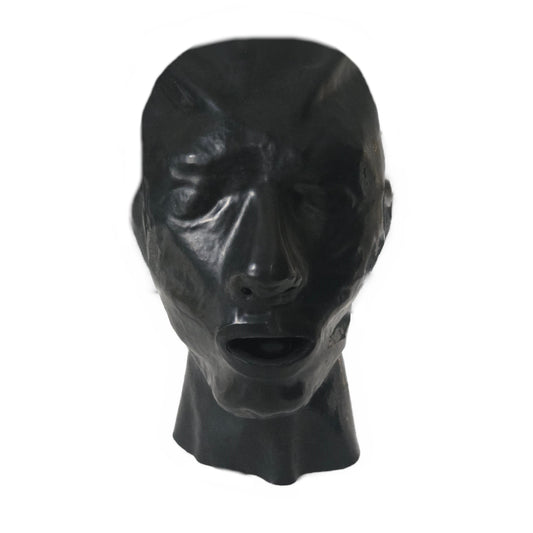 Latex Maske mit Mundstück und Nasenröhrchen 0,4 mm schwarz