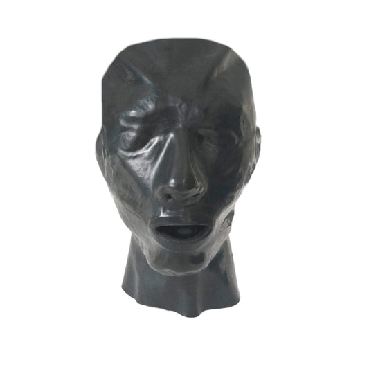 Latex Maske mit Mundstück und Nasenröhrchen 0,4 mm schwarz