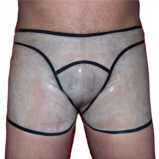 Latex Shorts Transparent - Schwarzer Rand