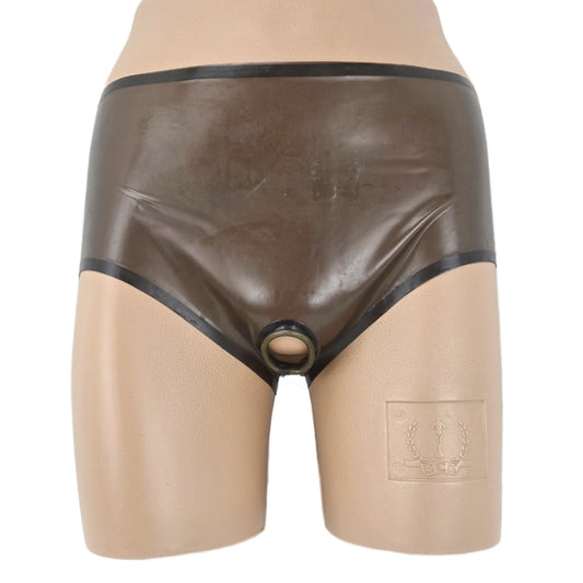 Latex Slip ouvert schwarz-transparent