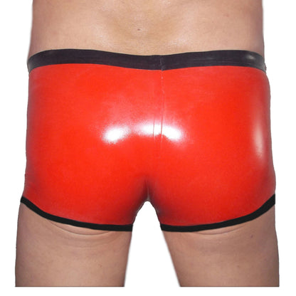 Latex Shorts - Rot mit schwarzem Rand