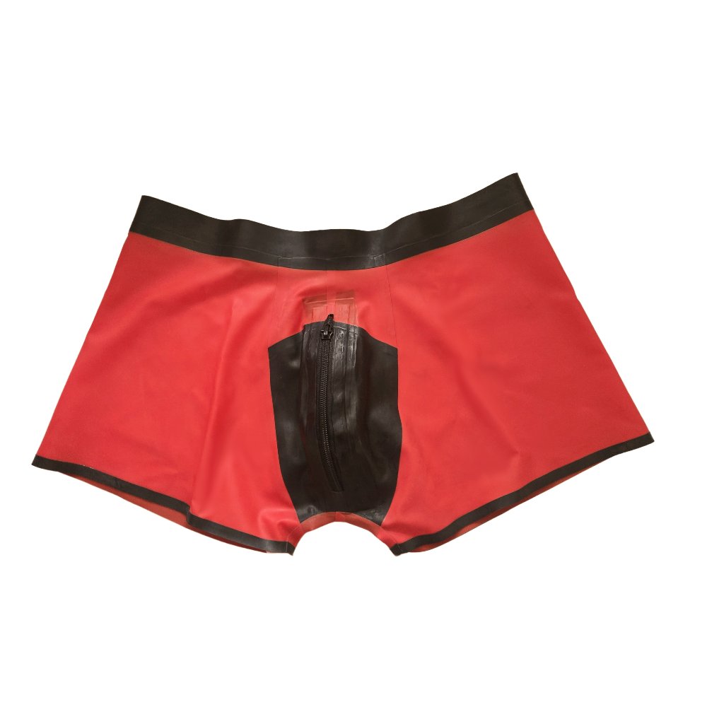 Latex Shorts - Rot mit schwarzem Rand