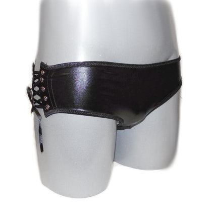 Slip mit Schnürung  Lacklederoptik