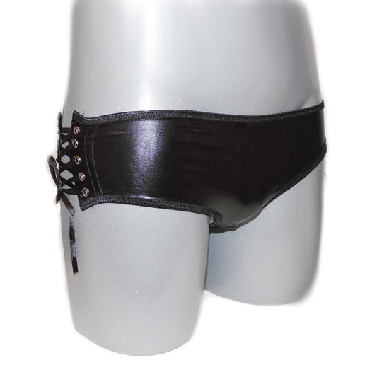 Slip mit Schnürung  Lacklederoptik