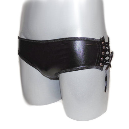 Slip mit Schnürung  Lacklederoptik