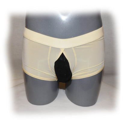 Sexy boxer shorts for men with transparent insert at the front