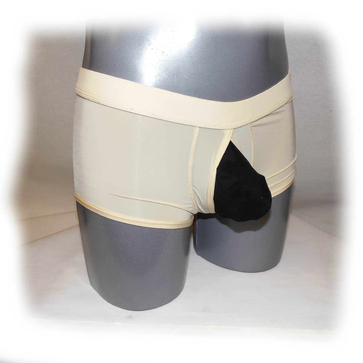 Sexy boxer shorts for men with transparent insert at the front