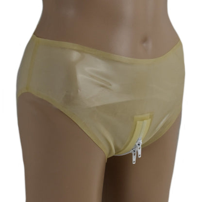 Latex Damen Slip Zwei-Wege-Reißverschluss