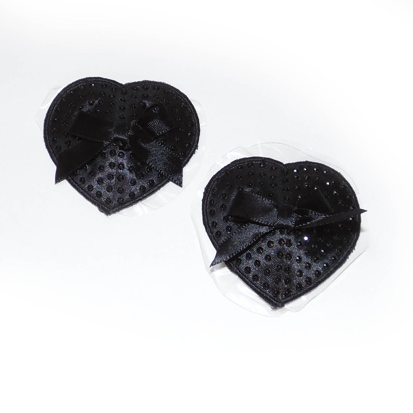 Nippelcover Herz Schwarze Strasssteinen