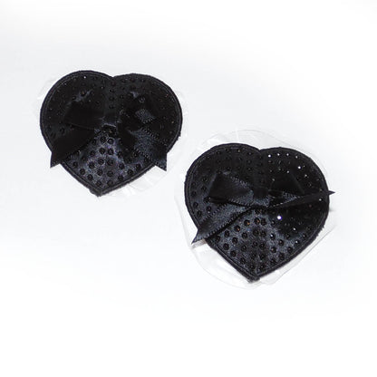 Nippelcover Herz Schwarze Strasssteinen