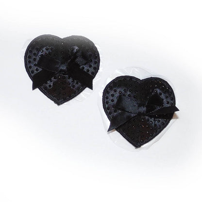 Nippelcover Herz Schwarze Strasssteinen