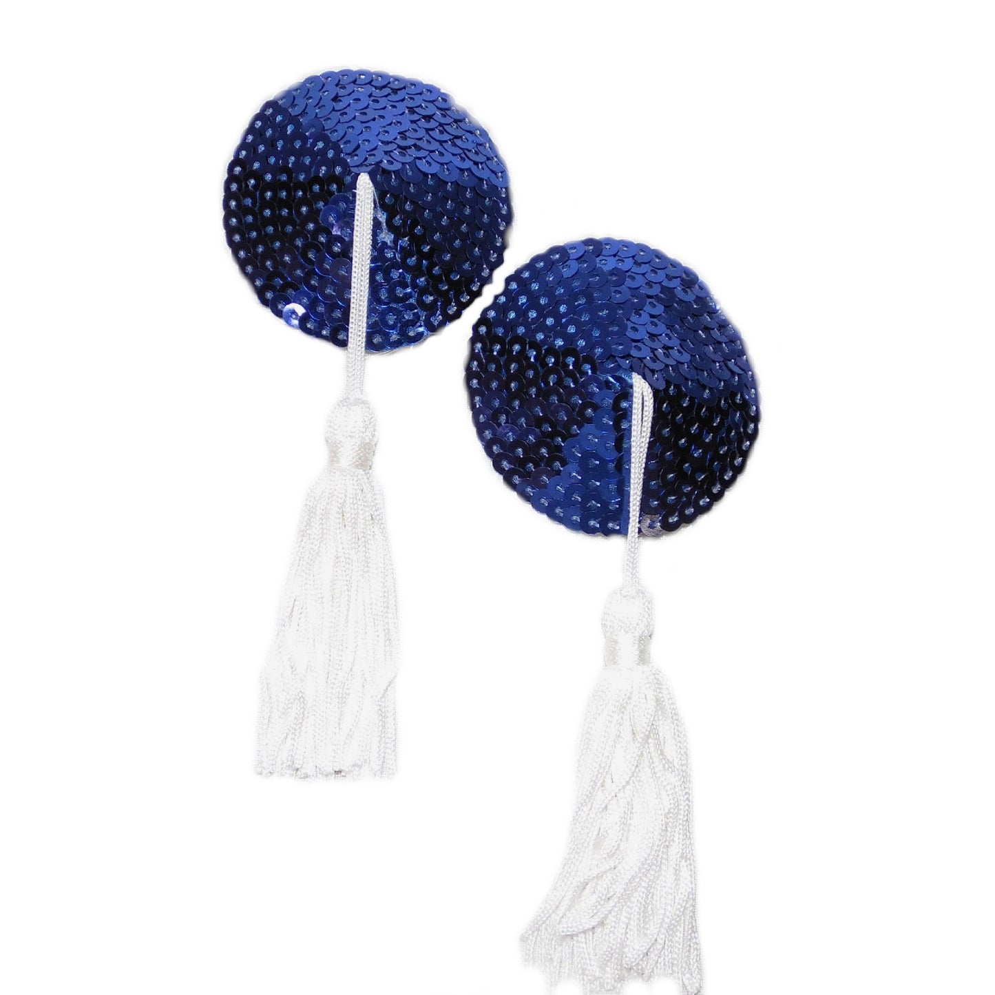 Nippelcover Rund Blau Pailletten mit Bommel