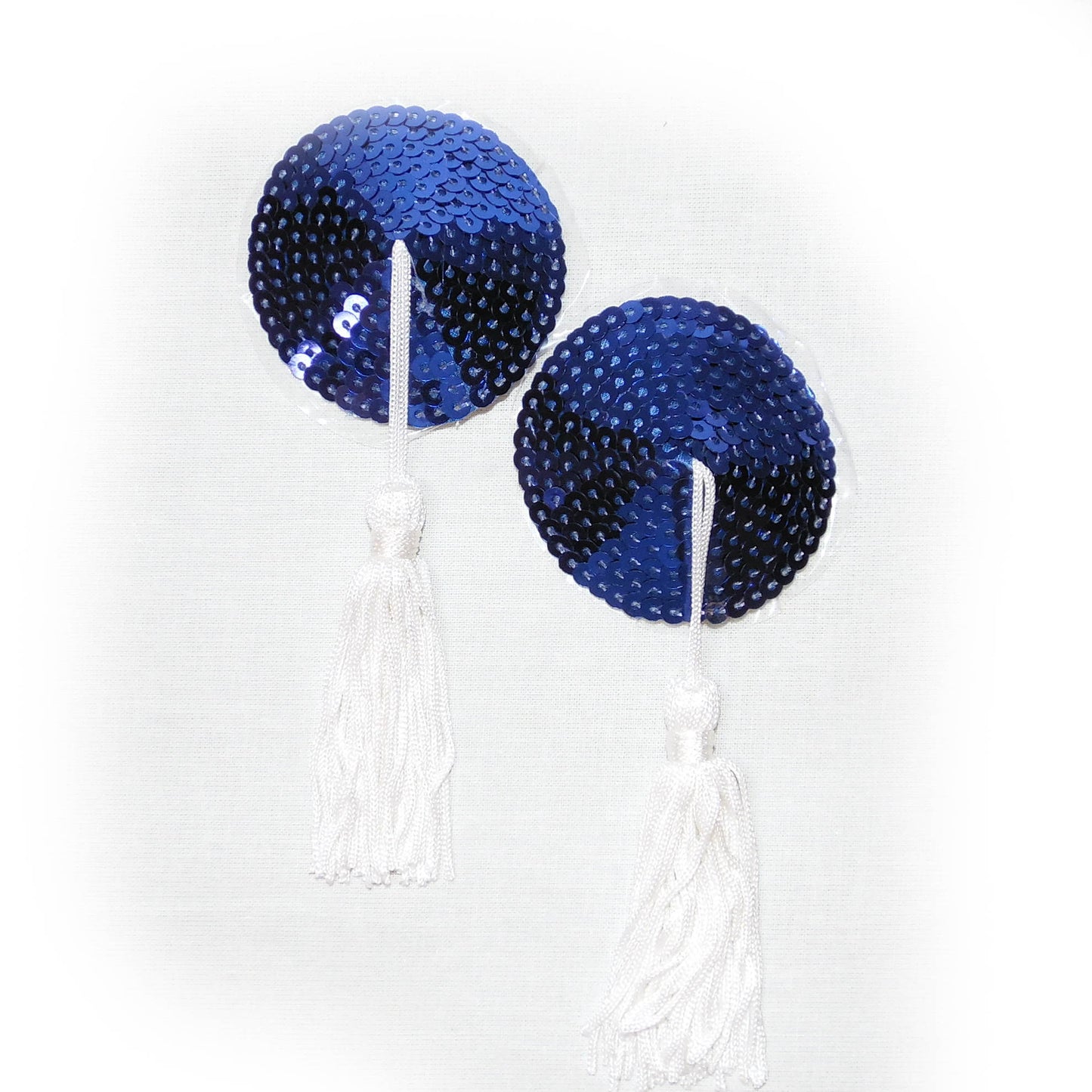 Nippelcover Rund Blau Pailletten mit Bommel