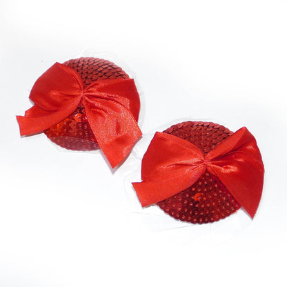 Nippelcover Rund Rot Schleife Rot