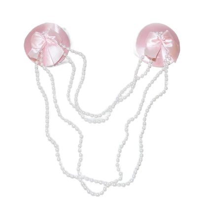 Nippelcover Rund Rosa mit Perlenkette