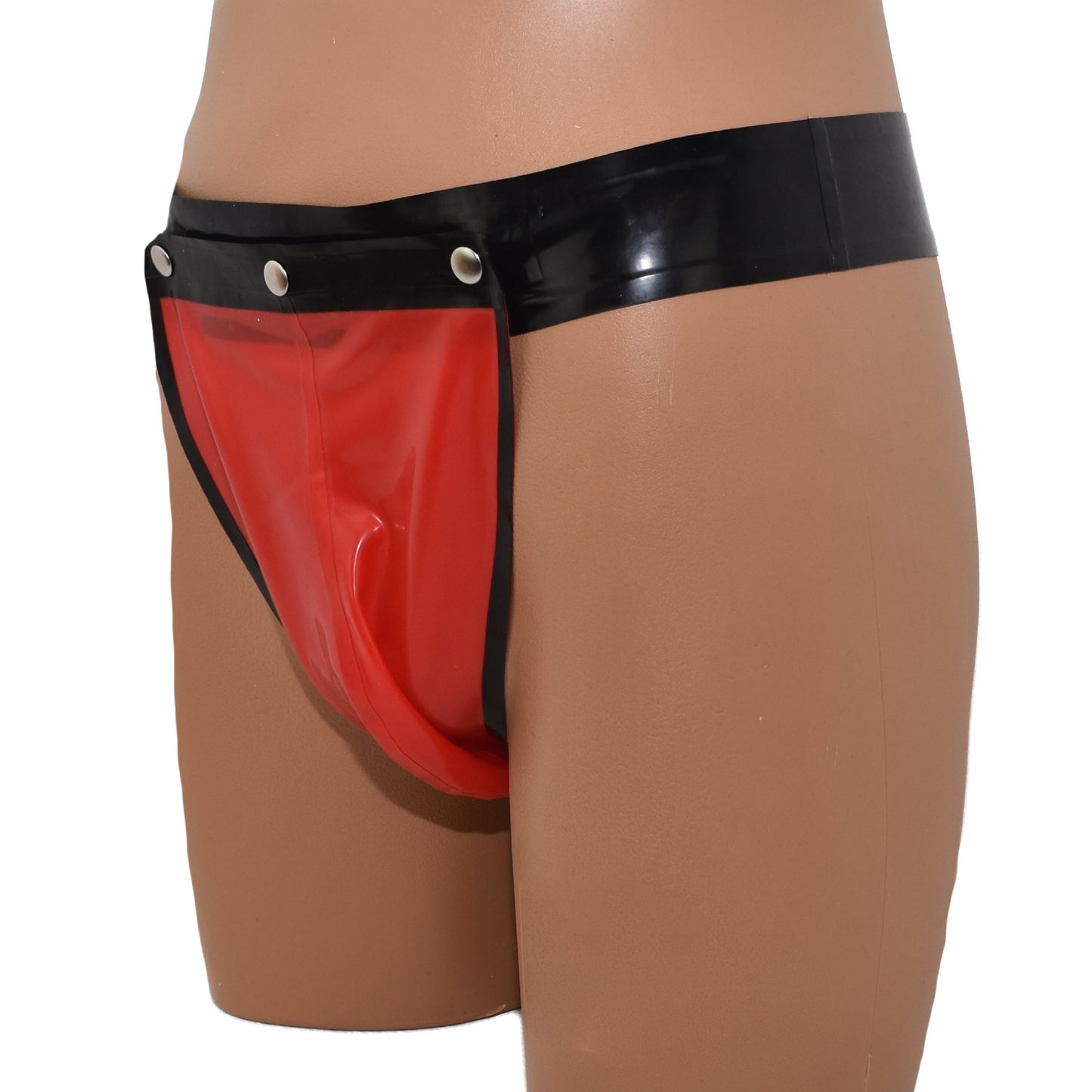 Latex String vorne mit Druckknöpfen zum öffnen