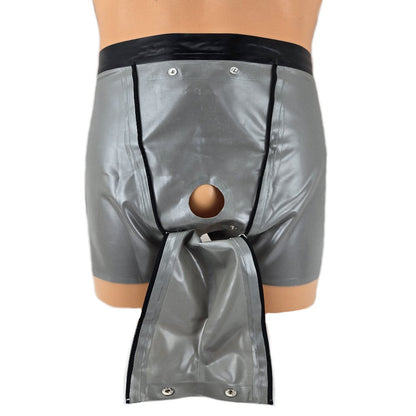 Latex Shorts mit schwarzem Doppel-Reißverschluss