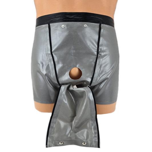 Latex Shorts mit schwarzem Doppel-Reißverschluss
