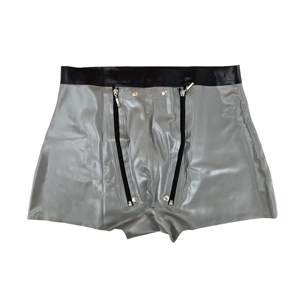 Latex Shorts mit schwarzem Doppel-Reißverschluss