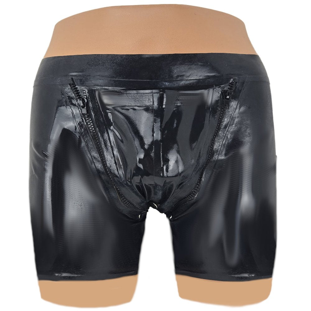 Latex Shorts kurz mit Doppel-Reißverschluss/Innenbeutel