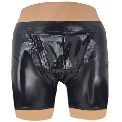 Latex Shorts kurz mit Doppel-Reißverschluss/Innenbeutel