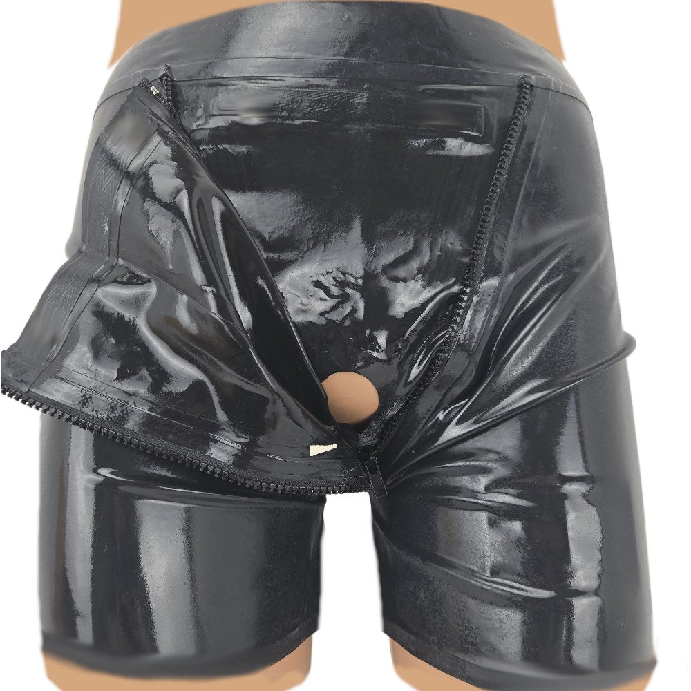 Latex Shorts kurz mit Doppel-Reißverschluss/Innenbeutel
