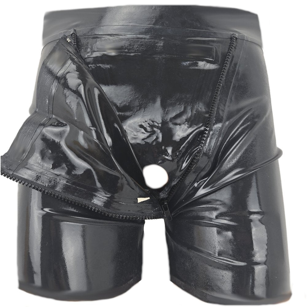 Latex Shorts kurz mit Doppel-Reißverschluss/Innenbeutel