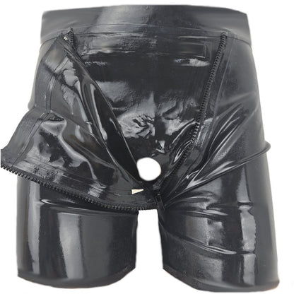 Latex Shorts kurz mit Doppel-Reißverschluss/Innenbeutel