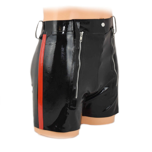 Latex Shorts mit Doppel-Reißverschluss Gürtelschlaufen