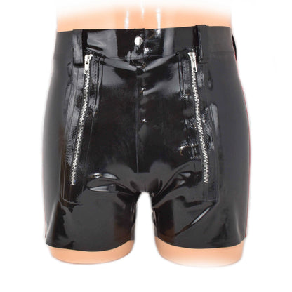 Latex Shorts mit Doppel-Reißverschluss Gürtelschlaufen