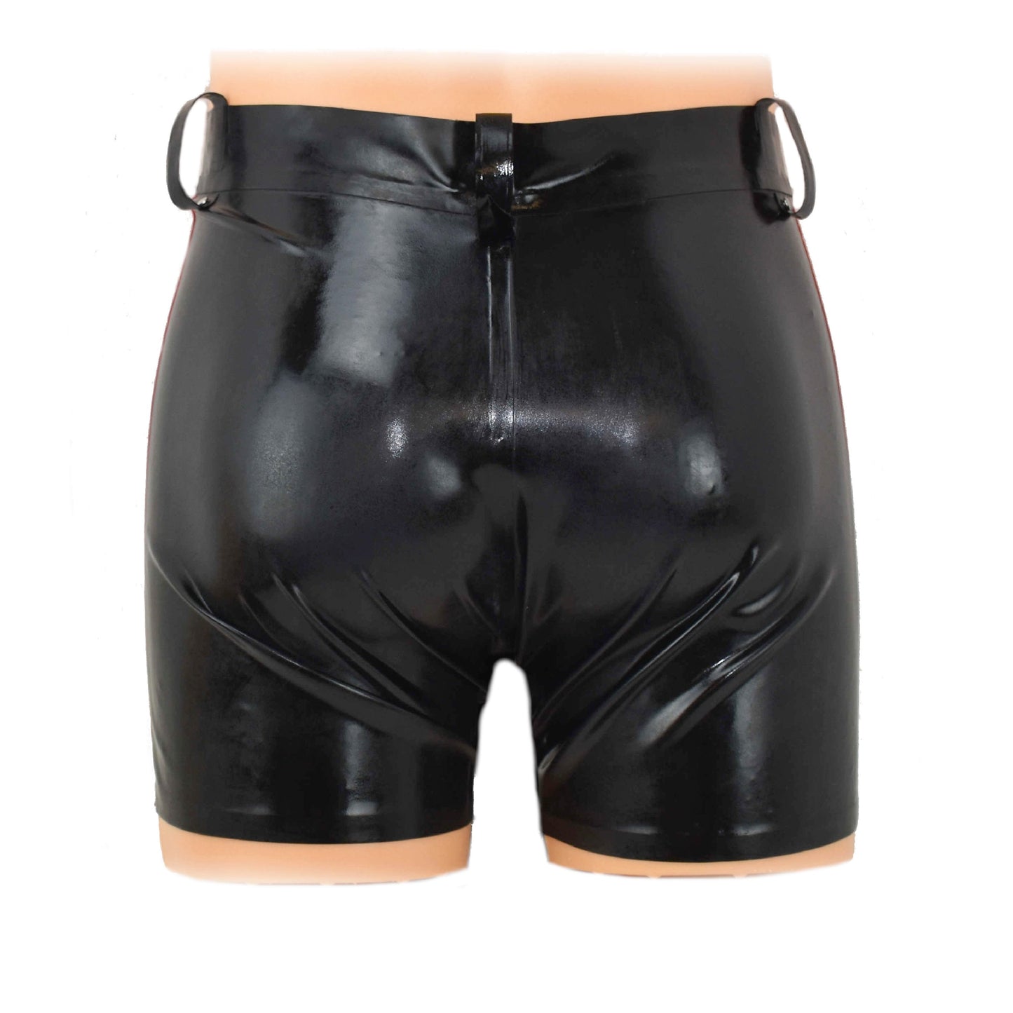 Latex Shorts mit Doppel-Reißverschluss Gürtelschlaufen
