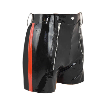 Latex Shorts mit Doppel-Reißverschluss Gürtelschlaufen