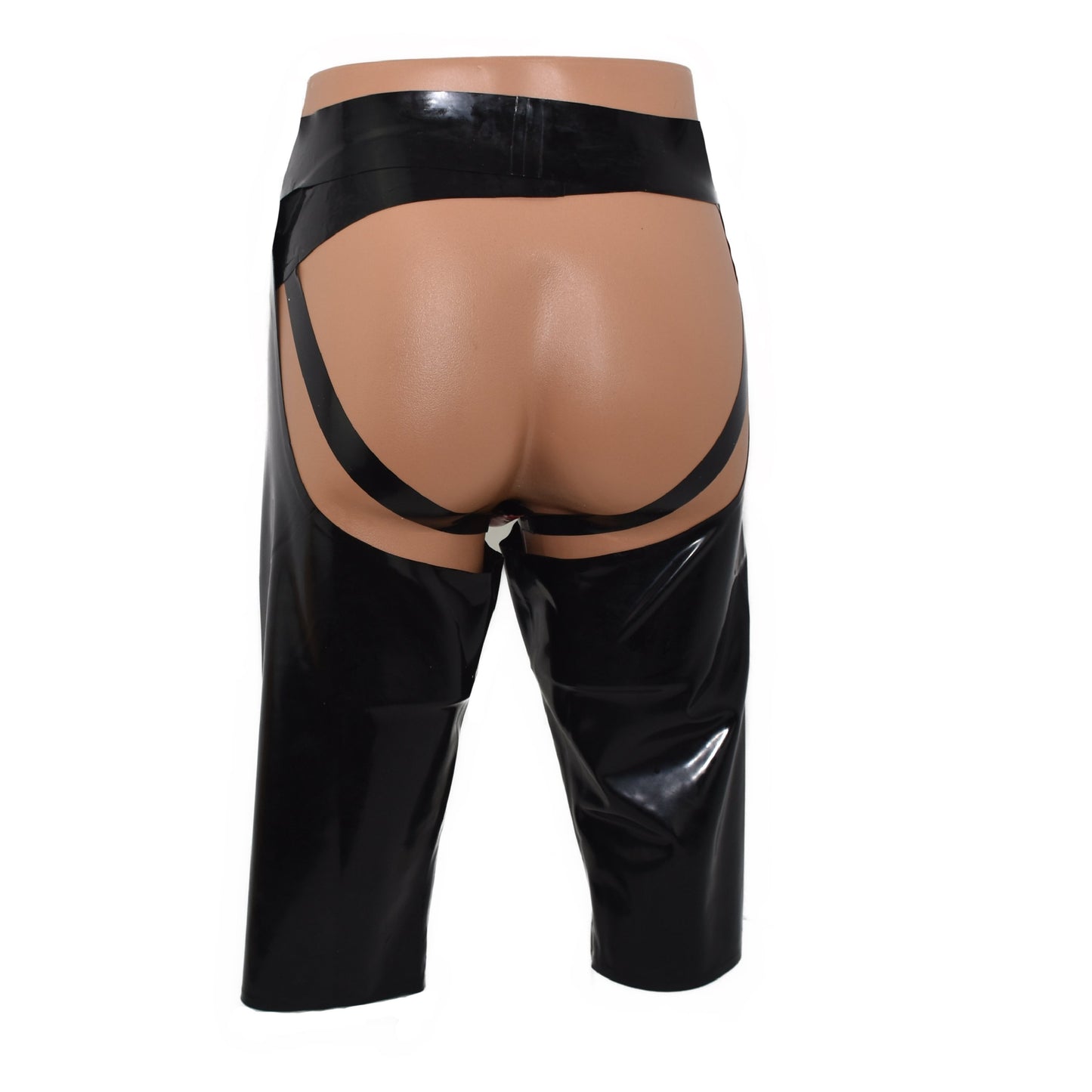 Latex chaps and jocks with snap fasteners, 2-piece set