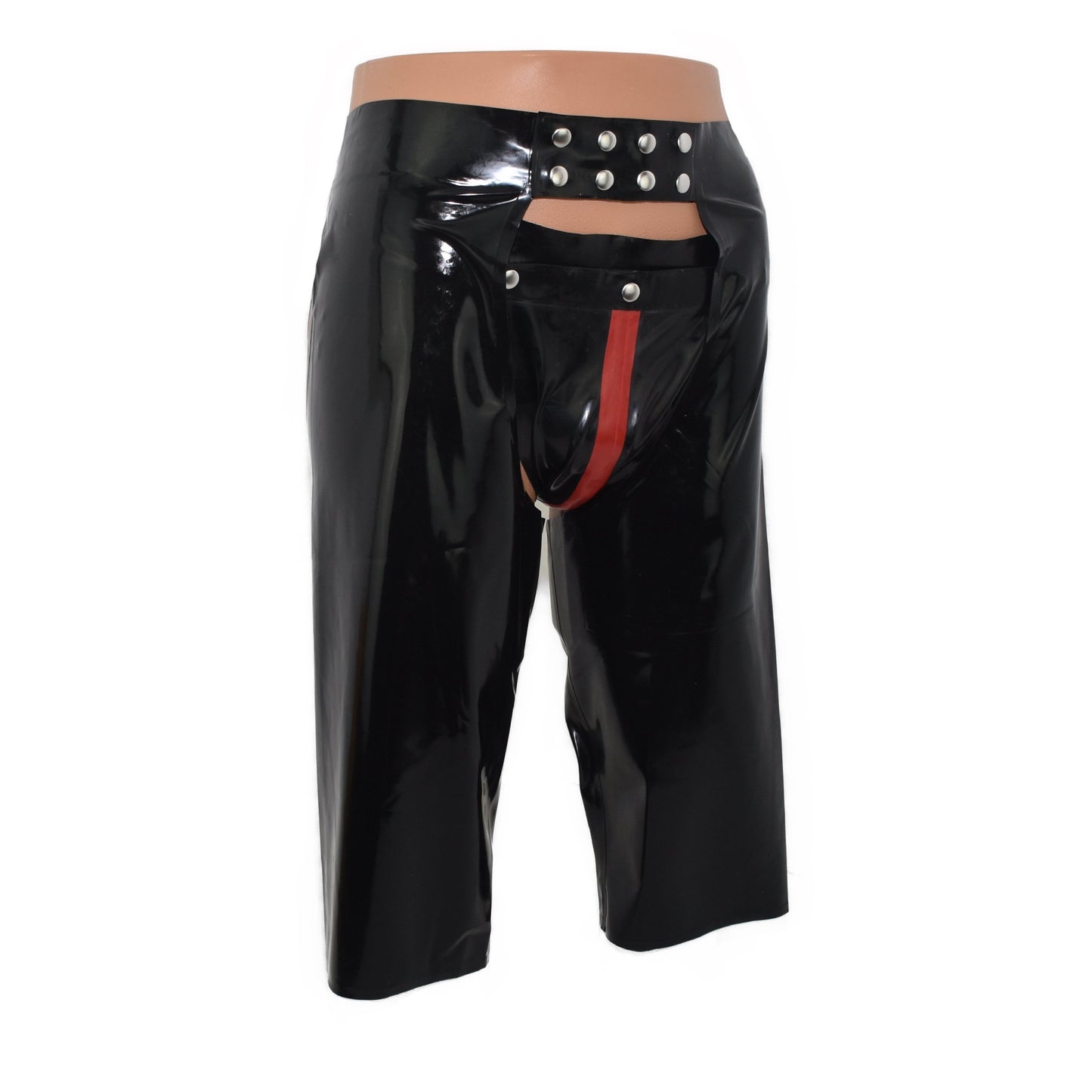 Latex chaps and jocks with snap fasteners, 2-piece set